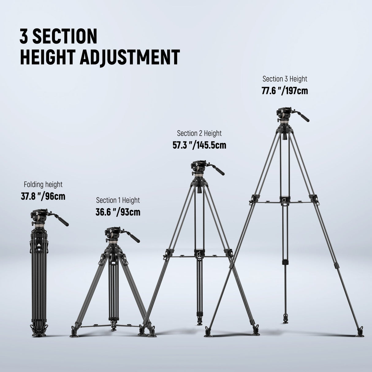 NEEWER LL55 78" Carbon Fiber One Step Video Tripod with Dynamic Fluid Head