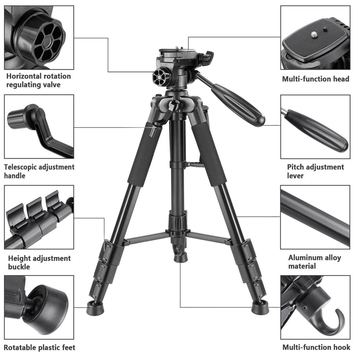 NEEWER 56'' Aluminum Camera Tripod