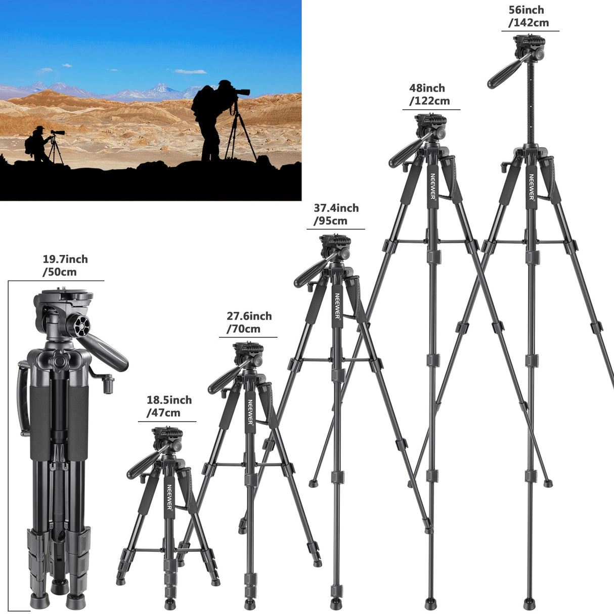 NEEWER 56'' Aluminum Camera Tripod