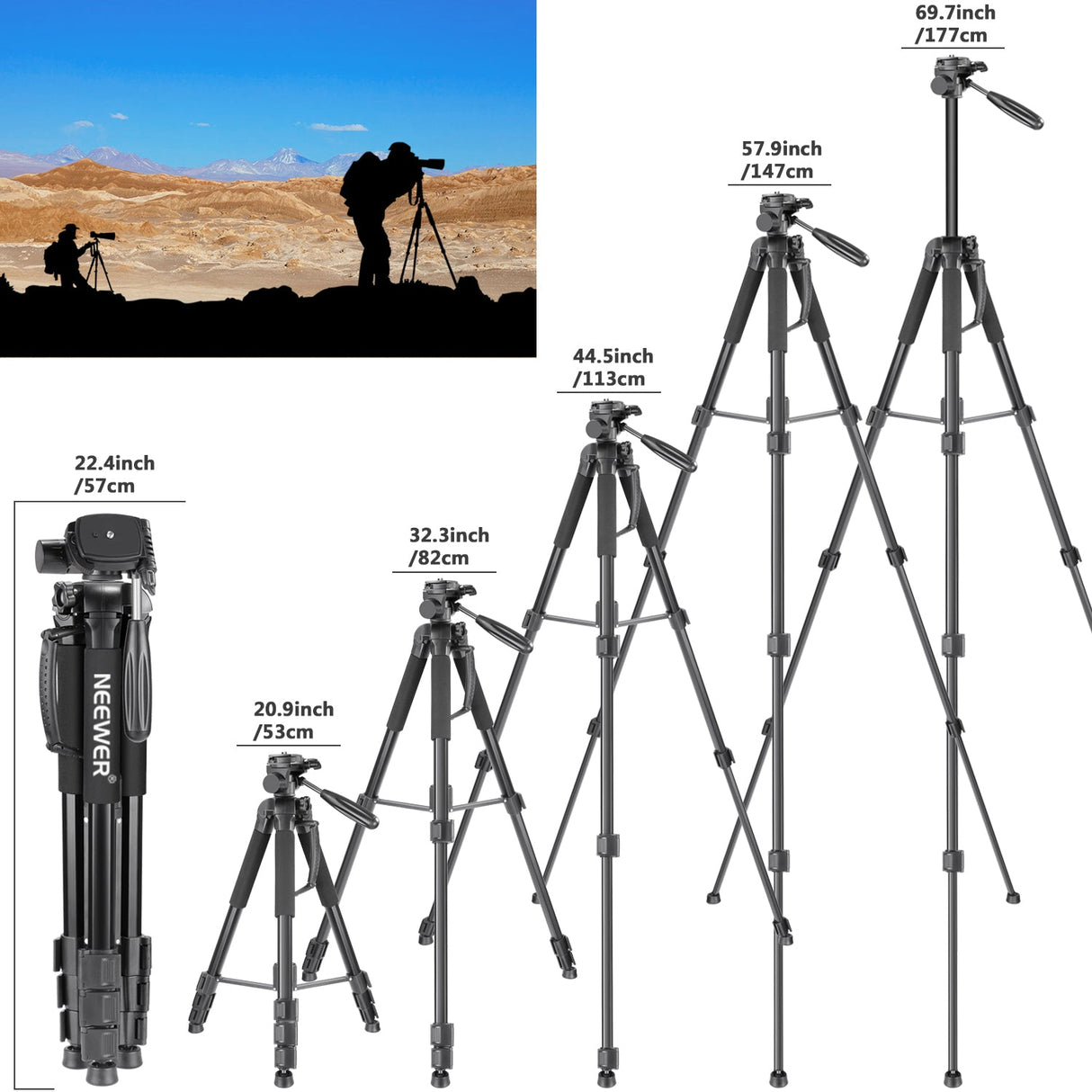 NEEWER 70'' Aluminum Alloy Camera Monopod Tripod