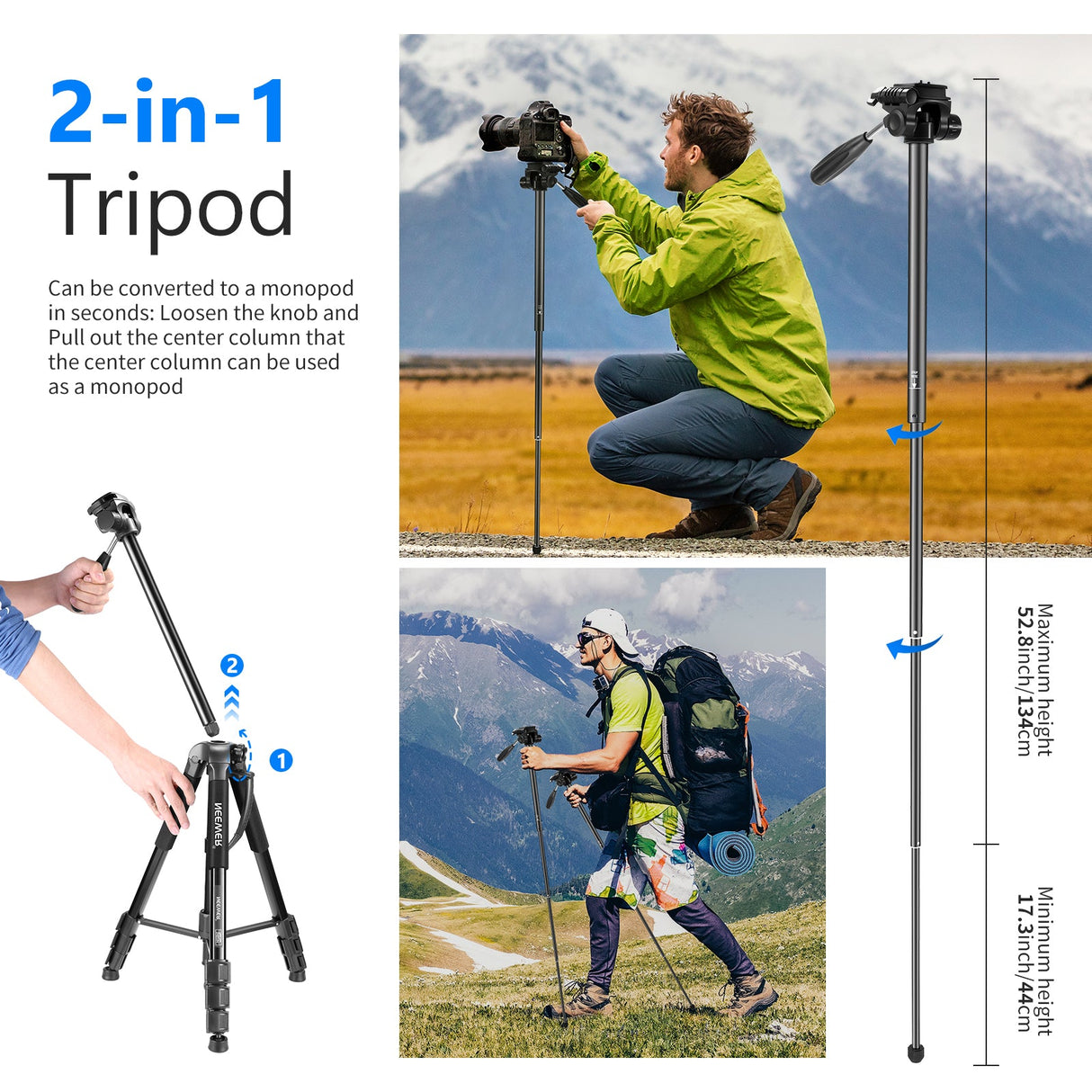 NEEWER 70'' Aluminum Alloy Camera Monopod Tripod