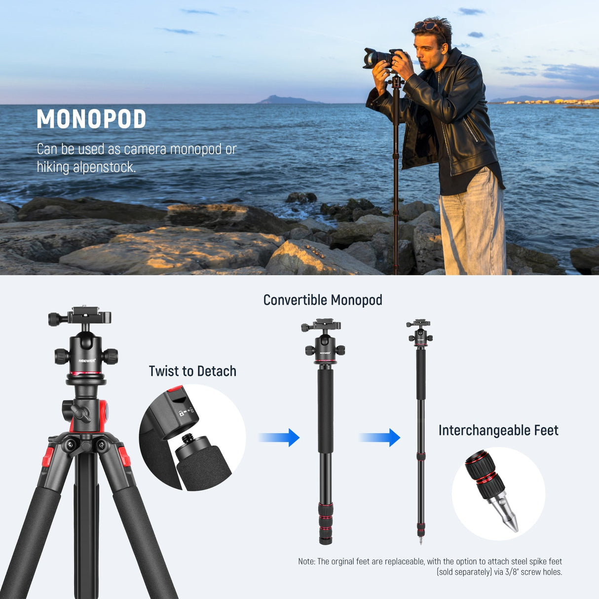 NEEWER N284L+G0 Camera Tripod Monopod