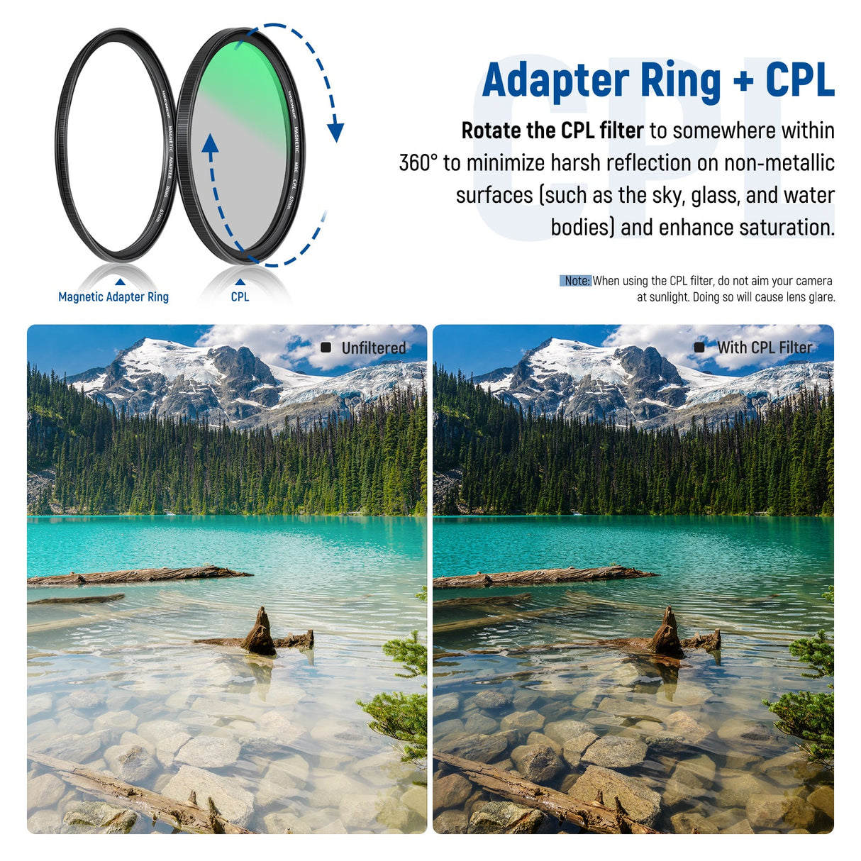 NEEWER 5-in-1 Magnetic Lens Filter Kit (ND+CPL+MCUV+Ring+Cap)