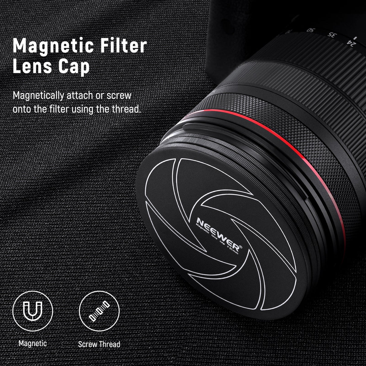 NEEWER 5-in-1 Magnetic Lens Filter Kit (ND+CPL+MCUV+Ring+Cap)