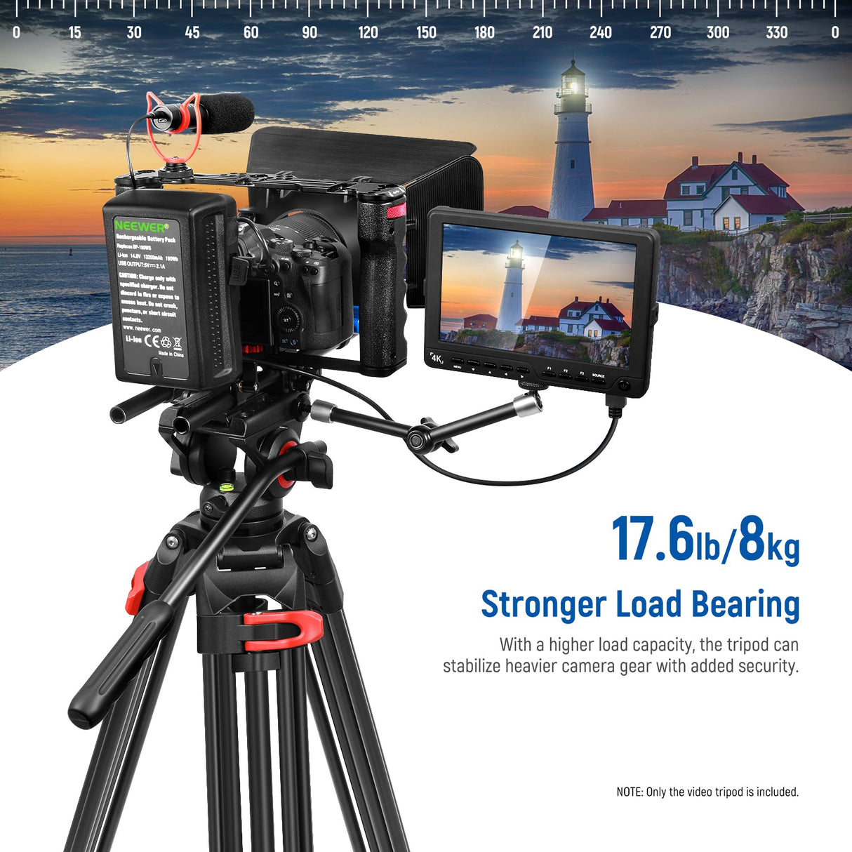 NEEWER GM88 74" Heavy Duty Aluminum Alloy Video Tripod