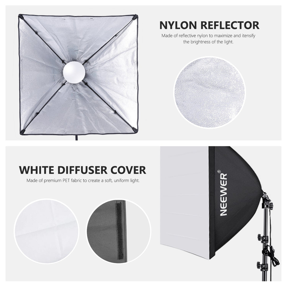 NEEWER 24x24"/60x60CM 700W Photography Softbox Kit