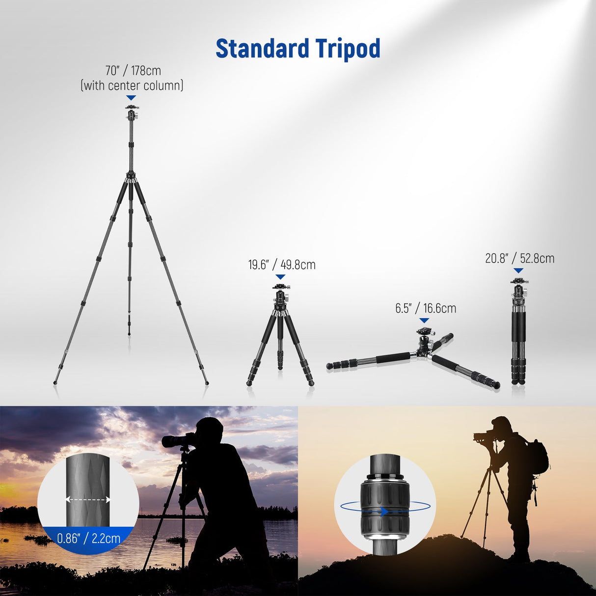 NEEWER TP23 All in 1 Carbon Fiber Travel Tripod Monopod