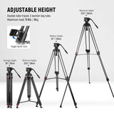 NEEWER TP74 74" Pro Video Tripod with Fluid Head