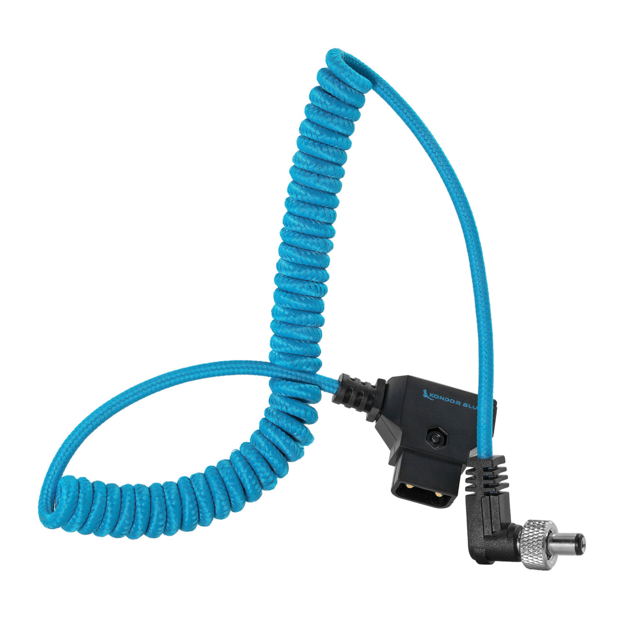 Coiled D-Tap to Locking DC 2.1mm Right Angle Cable