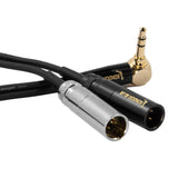 Dual Mini XLR Male to 3.5mm Stereo TRS Right Angle for BMPCC 6K Pro/C70/RODE Wireless Go II