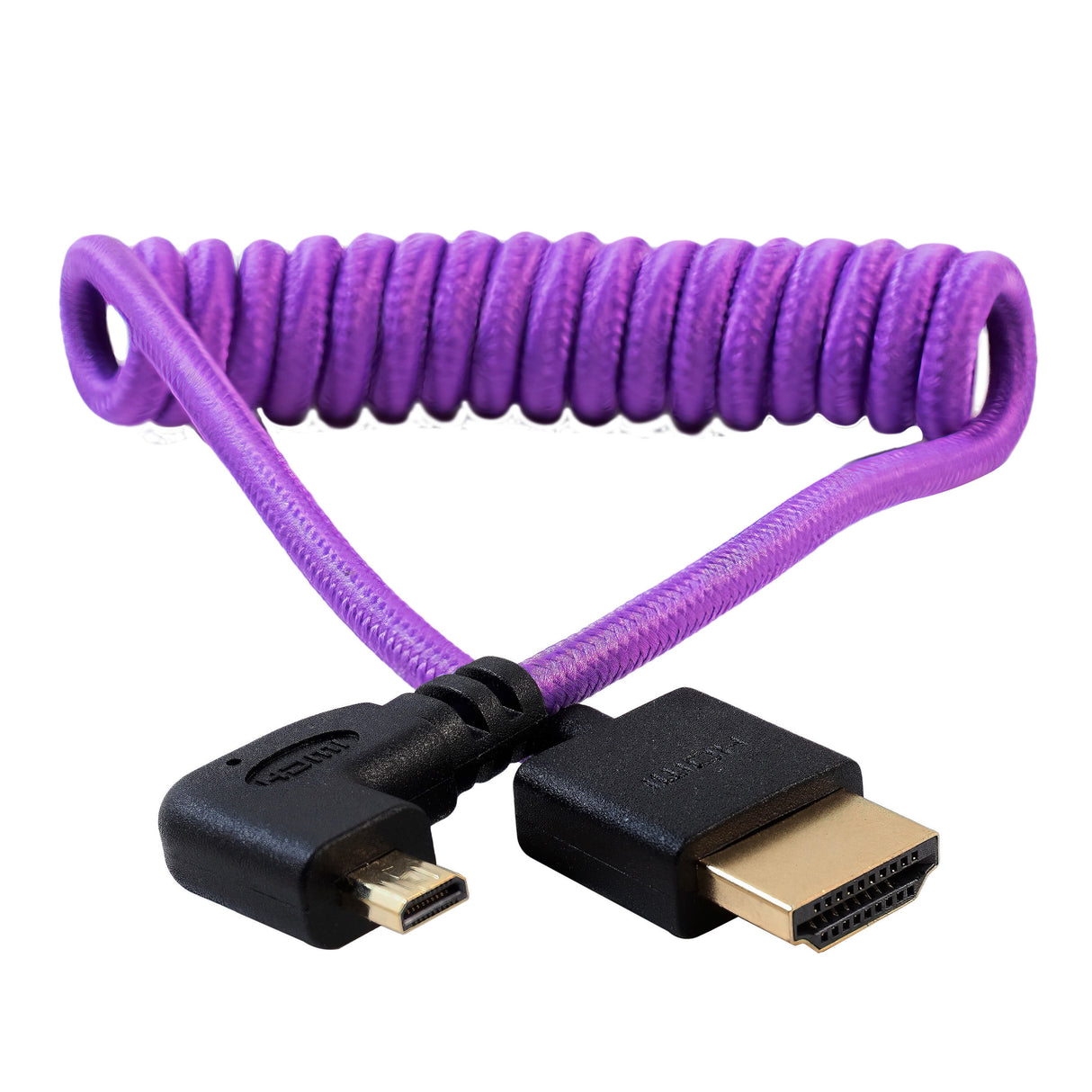 Gerald Undone MK2 Full HDMI to Right Angle Micro HDMI Cable 12"-24" Coiled (Purple)