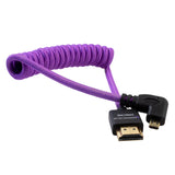 Gerald Undone MK2 Full HDMI to Right Angle Micro HDMI Cable 12"-24" Coiled (Purple)