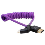 Gerald Undone MK2 Full HDMI to Right Angle Micro HDMI Cable 12"-24" Coiled (Purple)