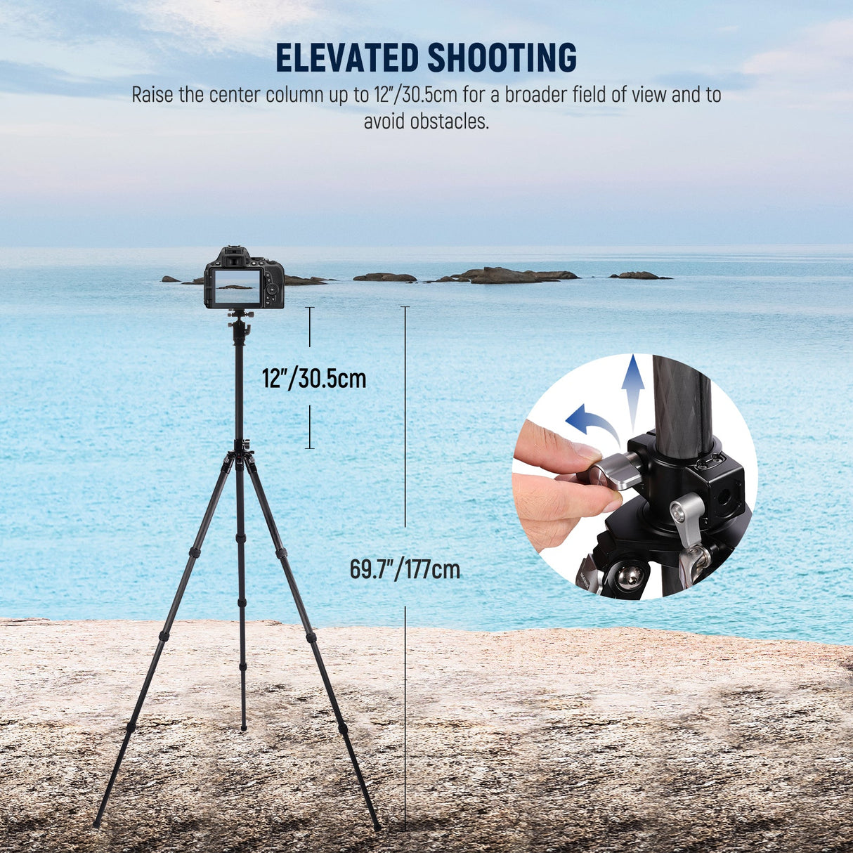 NEEWER TP28 69.7" Overhead Horizontal Carbon Fiber Tripod