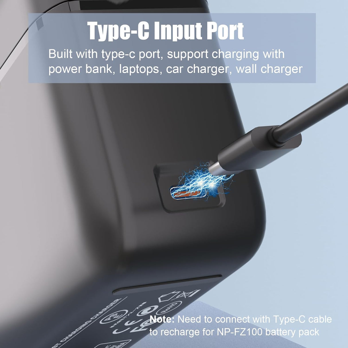 JYJZPB Upgraded Battery Fast Charger Case for Sony NP-FZ100