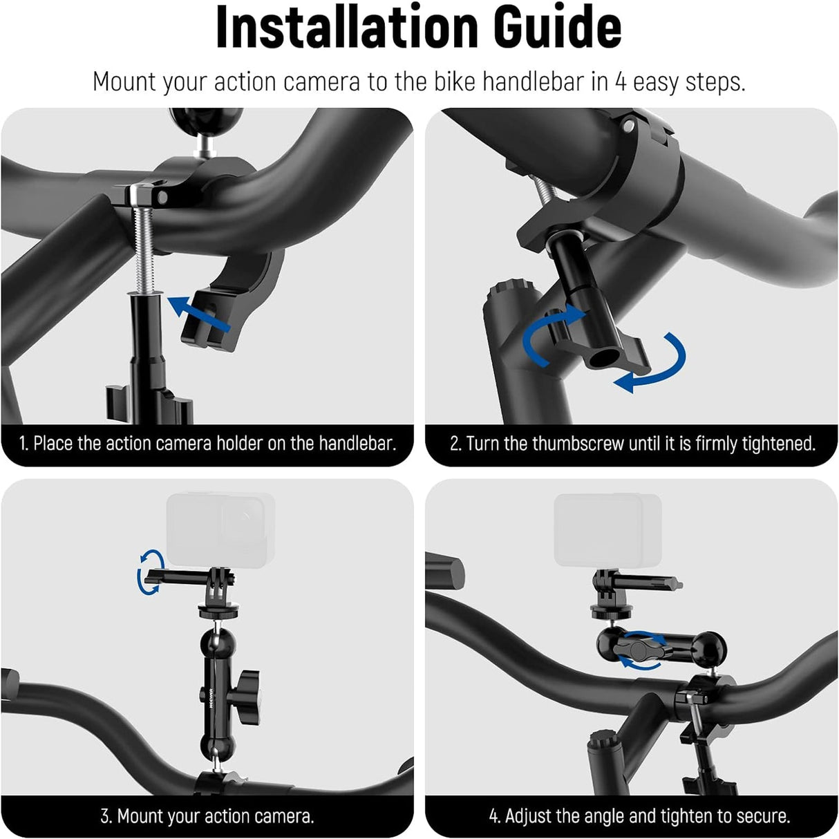 NEEWER Action Camera Handlebar Mount Compatible with GoPro Hero 11 10 9 8 7