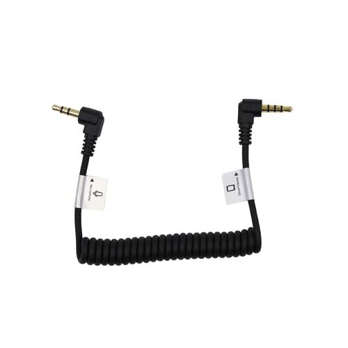 Audio Cable 3.5mm TRRS male right angle - 3.5mm TRS male right angle - 8 1/2" coiled