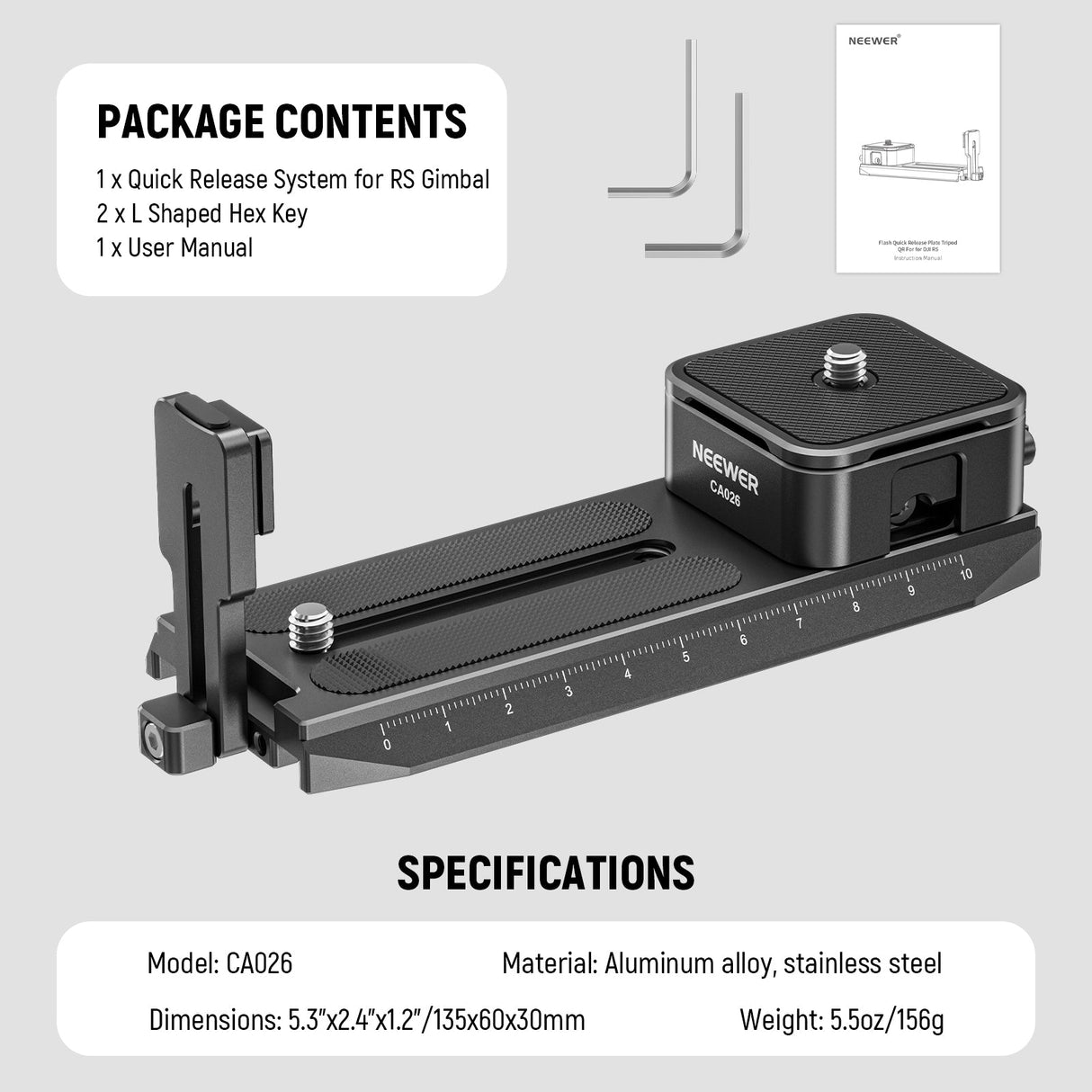 NEEWER CA026 Quick Release System For DJI RS 2 RSC 2 RS 3 RS 3 PRO