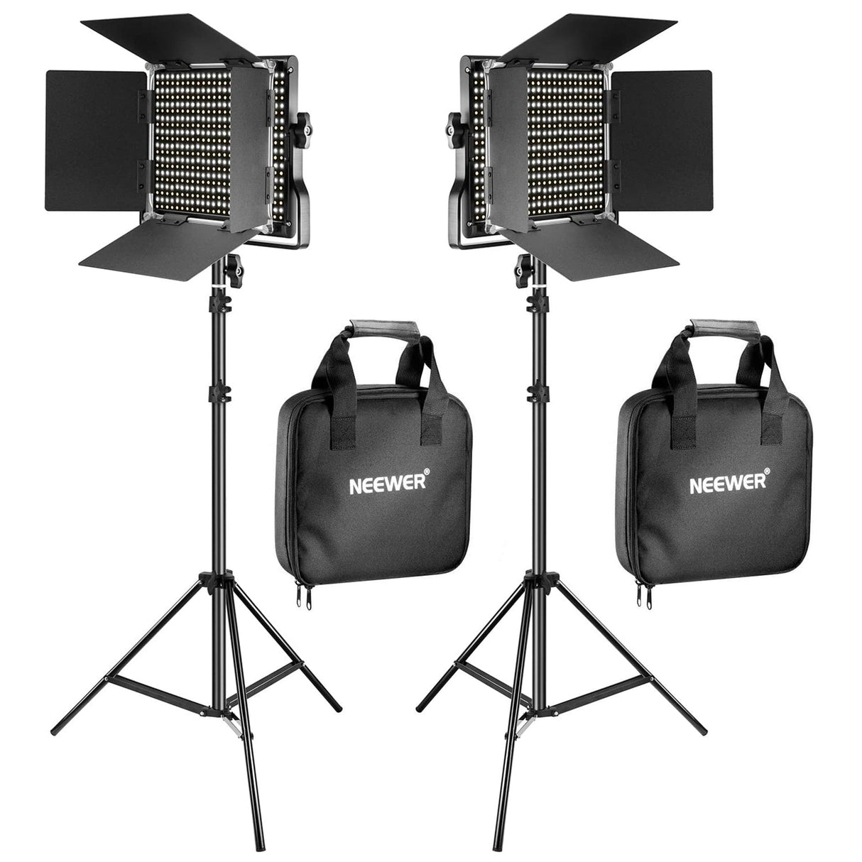 NEEWER 2 Pack Bi-Color 660 LED Video Light and Stand Kit