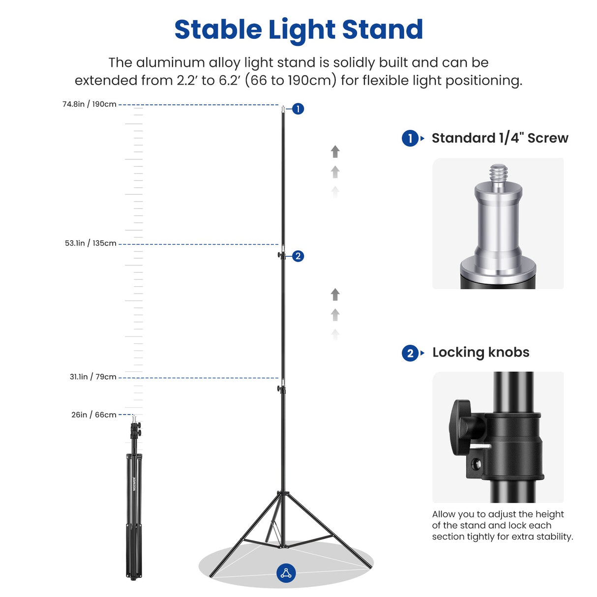 NEEWER 2 Pack Bi-Color 660 LED Video Light and Stand Kit