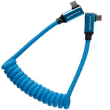 12-24" Coiled USB-C 3.2 Right Angle Braided Cable for 8K Data and Power Delivery