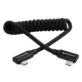 12-24" Coiled USB-C 3.2 Right Angle Braided Cable for 8K Data and Power Delivery