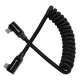 12-24" Coiled USB-C 3.2 Right Angle Braided Cable for 8K Data and Power Delivery