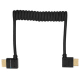 Right Angle Full HDMI Cable for On-Camera Monitors 12"-24" Braided Coiled