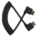 Right Angle Full HDMI Cable for On-Camera Monitors 12"-24" Braided Coiled