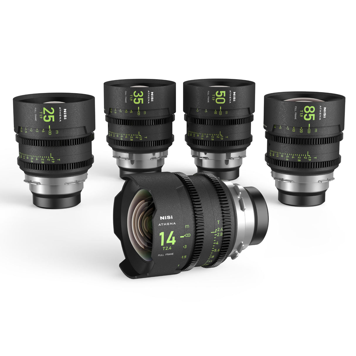 NiSi ATHENA PRIME Full Frame Cinema Lens Kit with 5 Lenses 14mm T2.4, 25mm T1.9, 35mm T1.9, 50mm T1.9, 85mm T1.9 + Hard Case (PL Mount) + 4565 Black Mist + 4565 PL