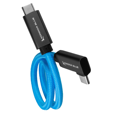 Right Angle 12" USB-C Braided Cable for 8K Data and Power Delivery