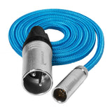 Mini XLR Male to XLR Male (3ft) Blue Braided