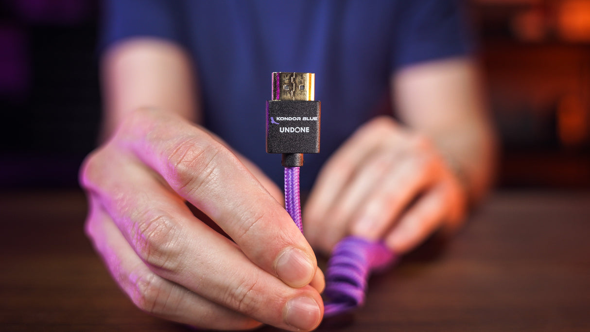 Gerald Undone MK2 Micro HDMI to Full HDMI Cable 12"-24" Coiled (Purple)