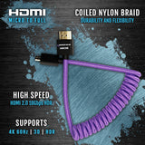 Gerald Undone MK2 Micro HDMI to Full HDMI Cable 12"-24" Coiled (Purple)