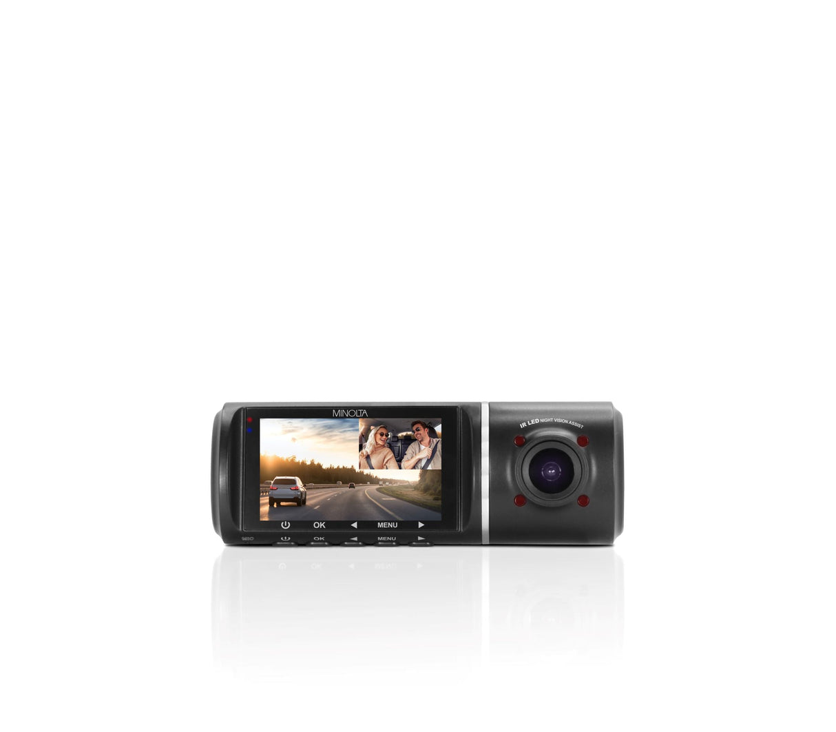 MNCD245T 3-Channel 1080p Dash Camera w/2.45" LCD & Rear Camera