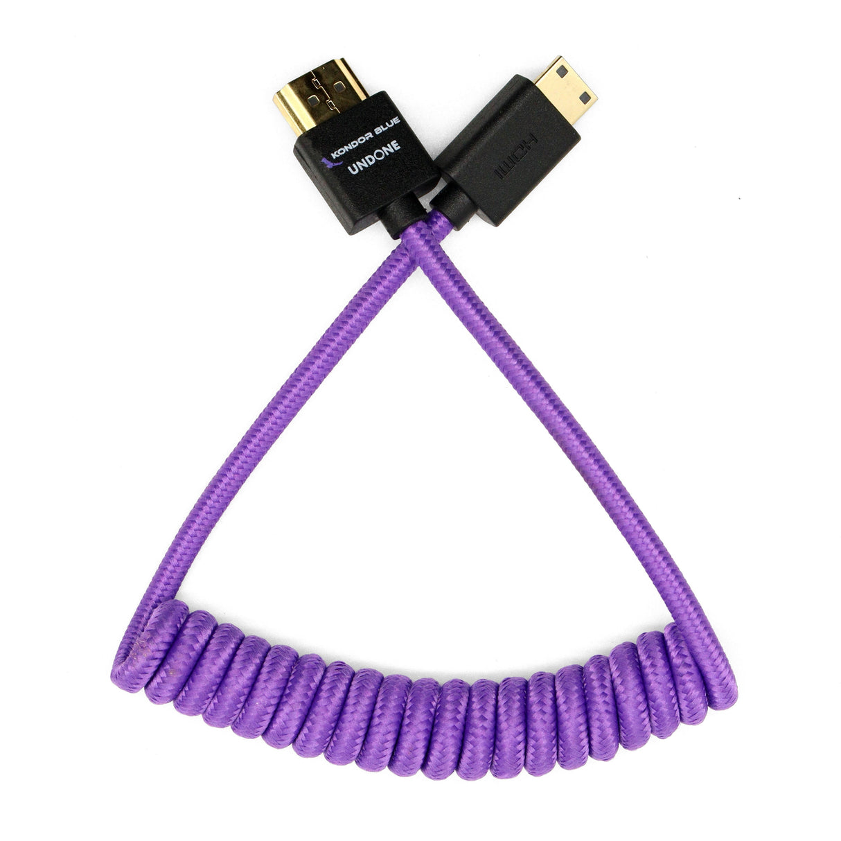 Gerald Undone MK2 Mini HDMI to Full HDMI Cable 12"-24" Coiled (Purple)