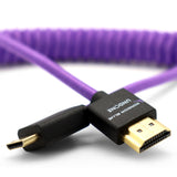 Gerald Undone MK2 Mini HDMI to Full HDMI Cable 12"-24" Coiled (Purple)