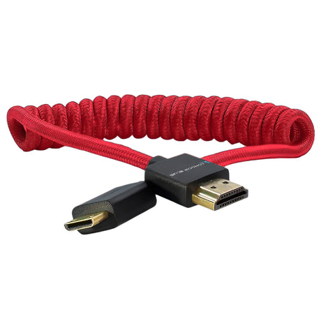 Mini HDMI to Full HDMI Cable 12"-24" Braided Coiled