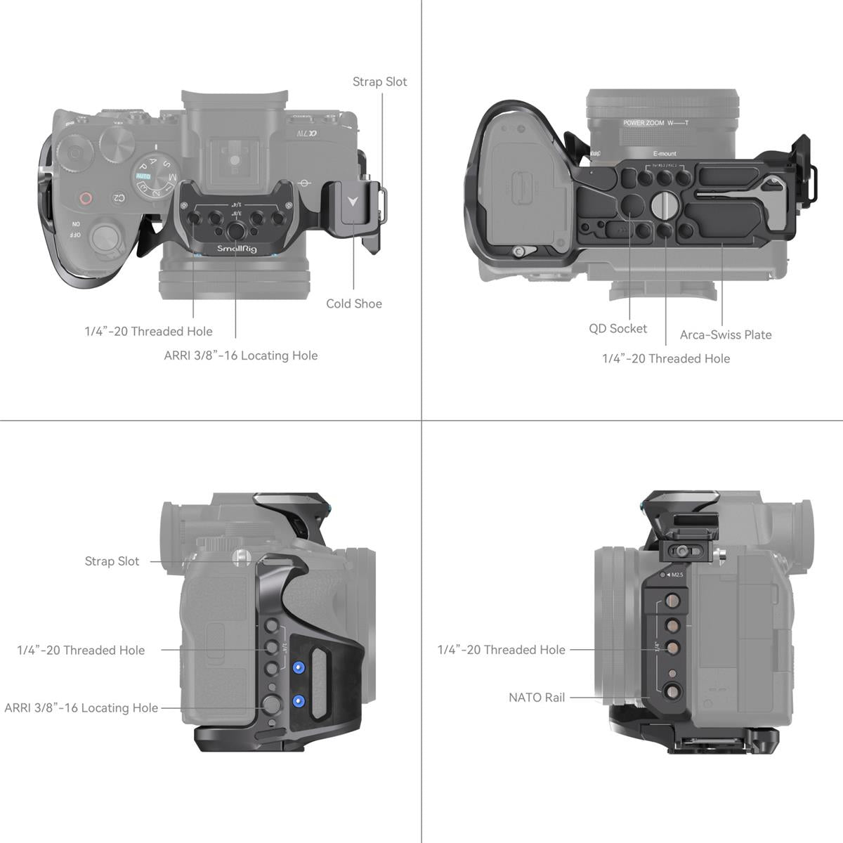 SmallRig Rhinoceros Basic Cage Kit for Sony Alpha 7R V, Alpha 7 IV, Alpha 7S III