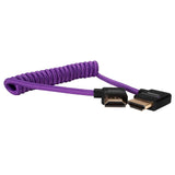 GERALD UNDONE Right Angle Full HDMI Cable 12"-24" Coiled (Purple)