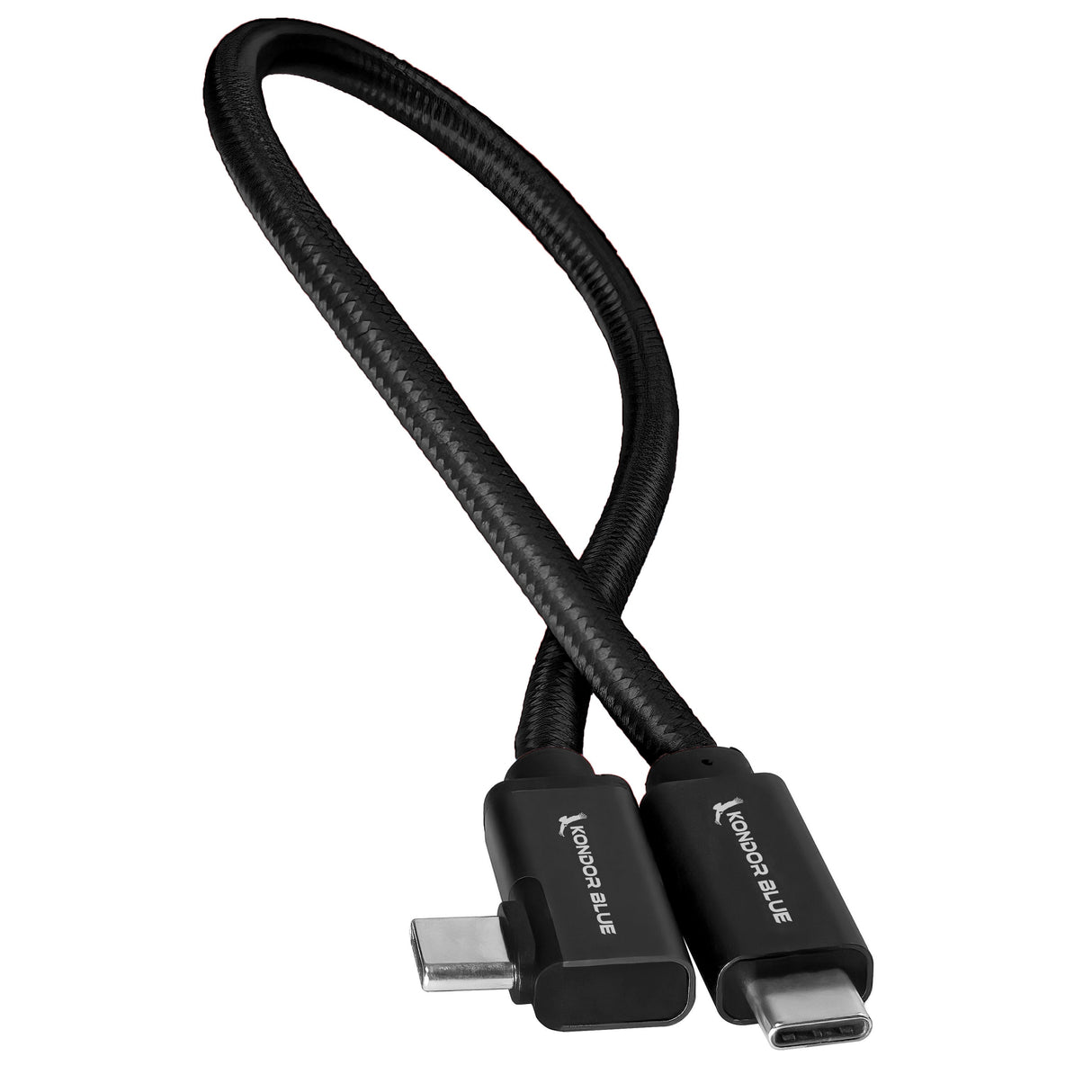 Right Angle 12" USB-C Braided Cable for 8K Data and Power Delivery