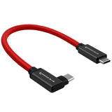 Right Angle 8.5" USB-C Braided Cable for 8K Data and Power Delivery