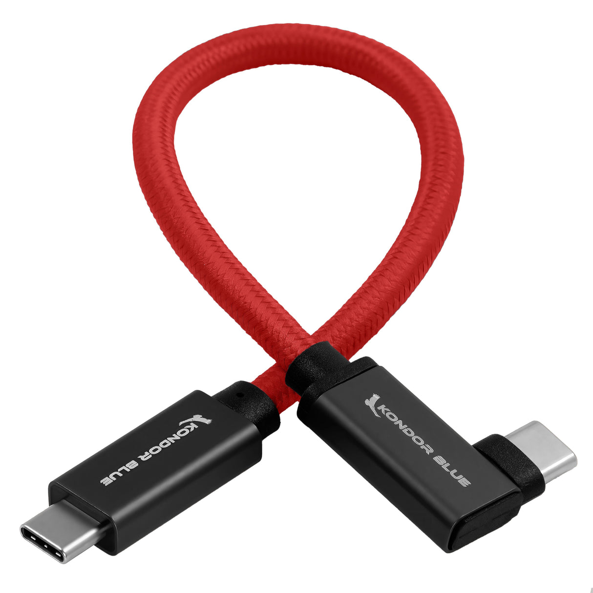 Right Angle 8.5" USB-C Braided Cable for 8K Data and Power Delivery