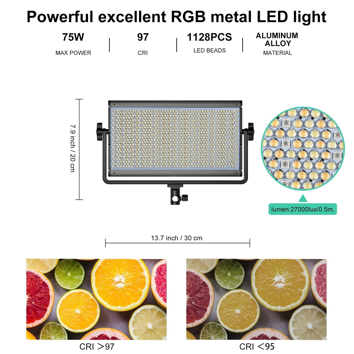 GVM-1500D 75W Powerful Bi-color and RGB Video Panel Light 3 kits