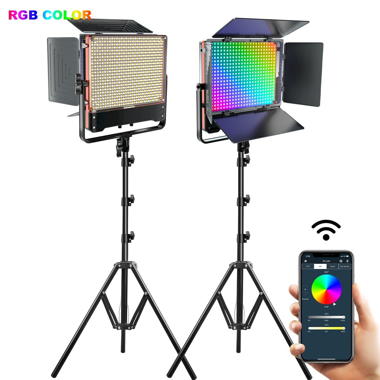 GVM 50SM 50w Bi-color & RGB Double-sided Light Soft Panel LED Video Light 2-light-kit