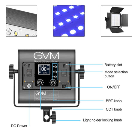 GVM-800D-II 40W Bi-color and RGB Video Panel Light With Softbox