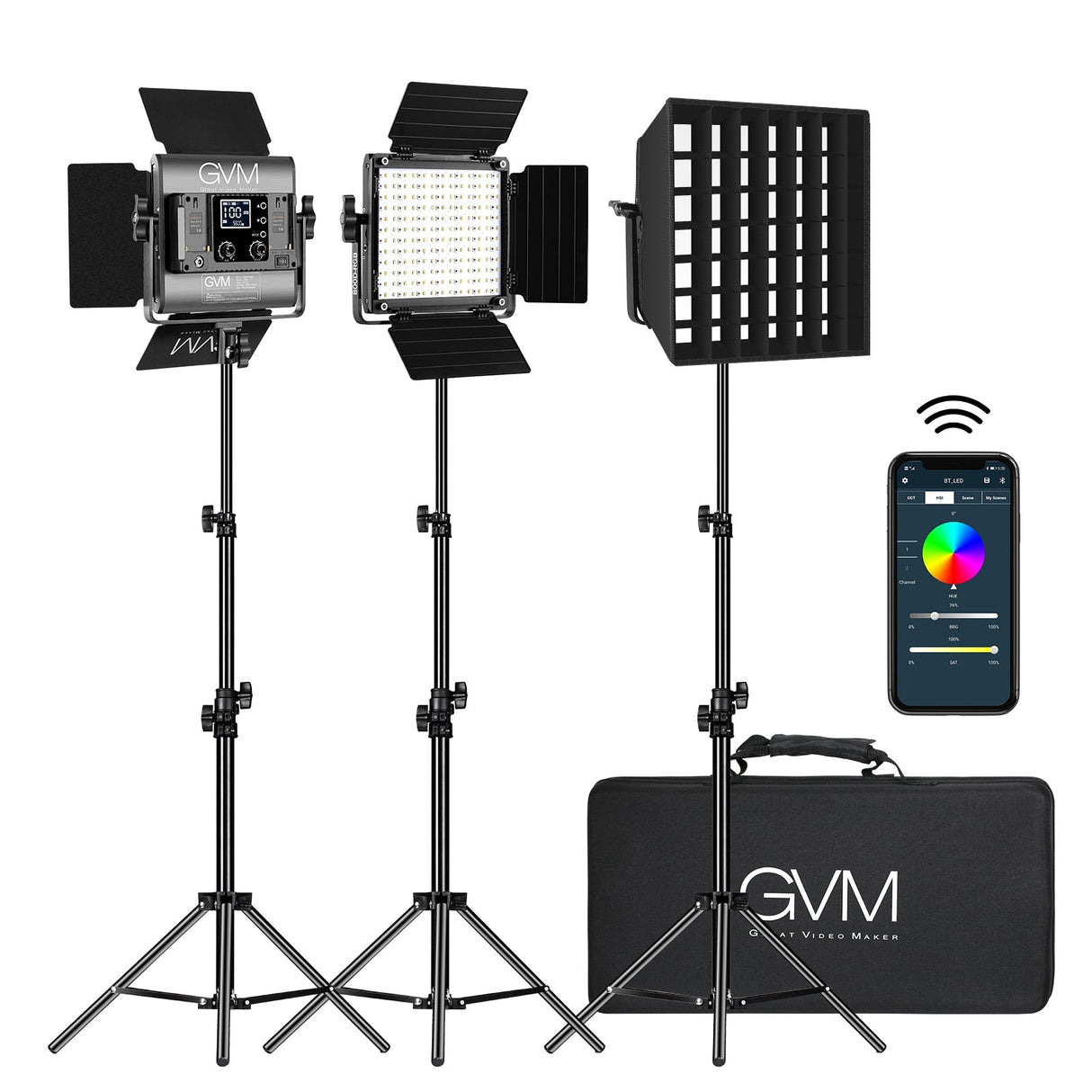 GVM-800D-II 40W Bi-color and RGB Video Panel Light With Softbox