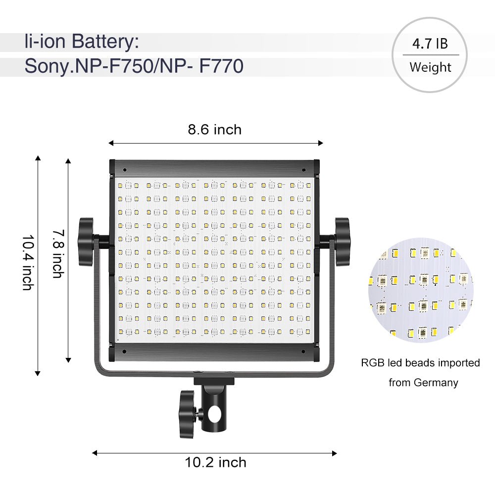 GVM-800D-II 40W Bi-color and RGB Video Panel Light