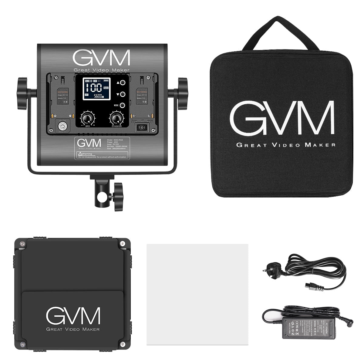 GVM-800D-II 40W Bi-color and RGB Video Panel Light