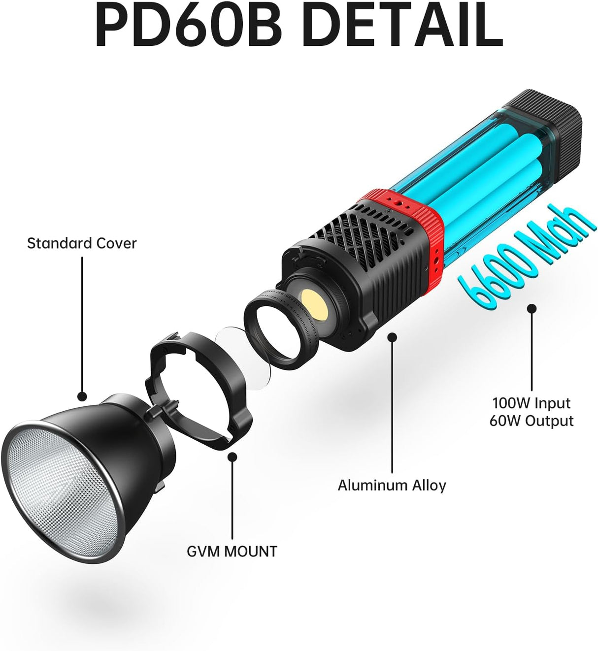 GVM PD60B 60W Hand-held Waterproof LED Light Spotlights